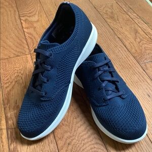 Sketchers  Blue and White Athletic Sneakers with Knit Upper
